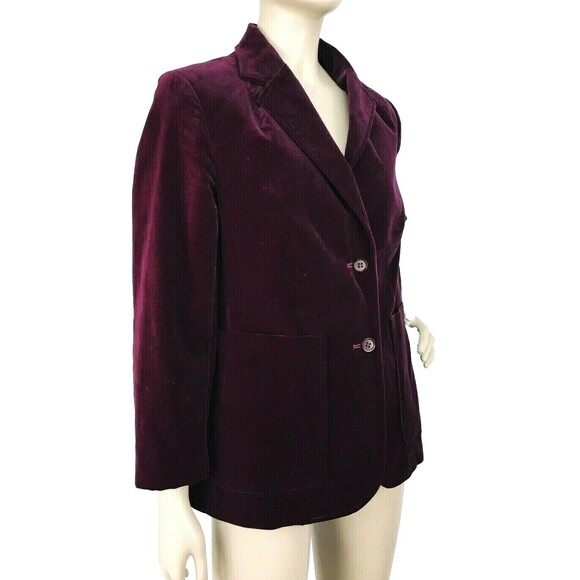 Vintage 70s Burgundy Velvet Two-Button Business Blazer Women's S/M Made in Japan - Picture 3 of 7